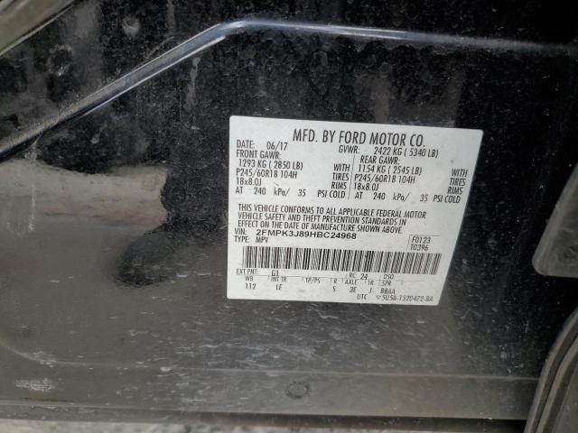 2FMPK3J89HBC24968 - 2017 FORD EDGE SEL Czarny zdjęcie 13