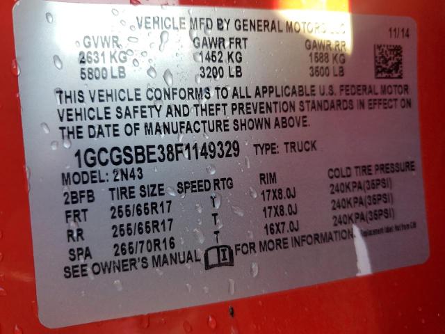 1GCGSBE38F1149329 - 2015 CHEVROLET COLORADO LT RED photo 13