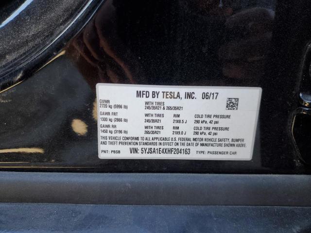 5YJSA1E4XHF204163 - 2017 TESLA MODEL S 黑色 照片 13