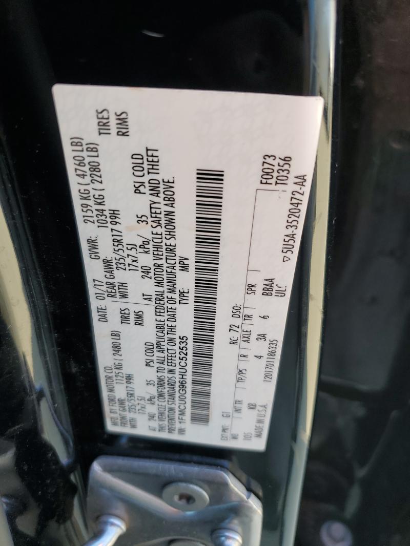 1FMCU0G96HUC52535 - 2017 FORD ESCAPE SE BLACK photo 13