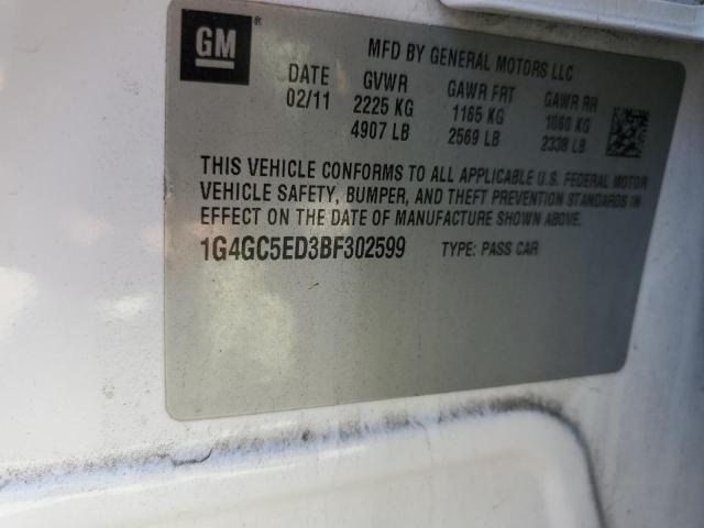 1G4GC5ED3BF302599 - 2011 BUICK LACROSSE CXL Ақ фото 13