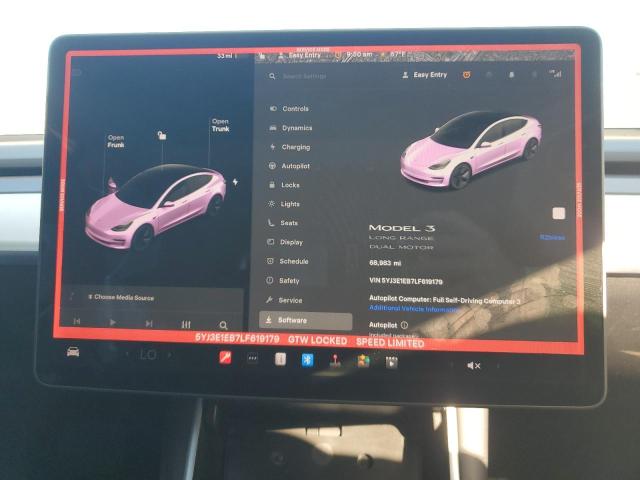 5YJ3E1EB7LF619179 - 2020 TESLA MODEL 3 Weiß Foto 9