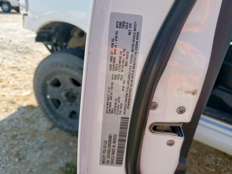 3C6UR5CLXMG654961 - 2021 RAM 2500 TRADESMAN 白色 照片 12