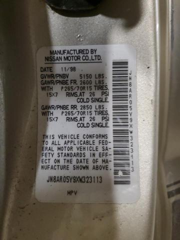 JN8AR05Y9XW323113 - 1999 NISSAN PATHFINDER LE ვერცხლისფერი ფოტო 13