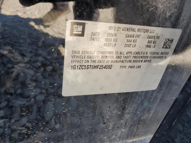 1G1ZC5ST6HF254882 - 2017 CHEVROLET MALIBU LS შავი ფოტო 12