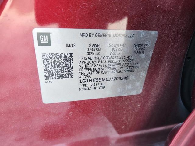 1G1BE5SM0J7206248 - 2018 CHEVROLET CRUZE LT 红色 照片 12