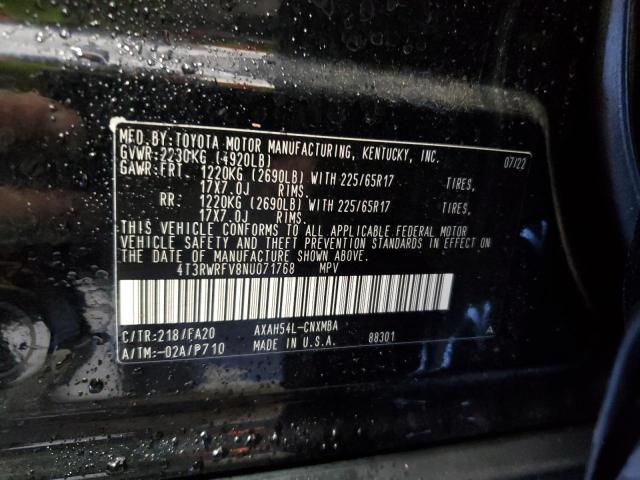 4T3RWRFV8NU071768 - 2022 TOYOTA RAV4 XLE Siyah fotoğraf 14