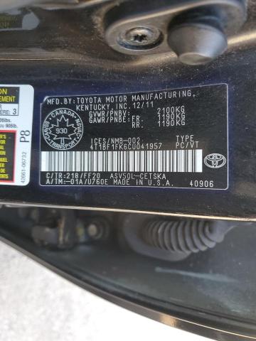 4T1BF1FK6CU041957 - 2012 TOYOTA CAMRY BASE Qara foto 12