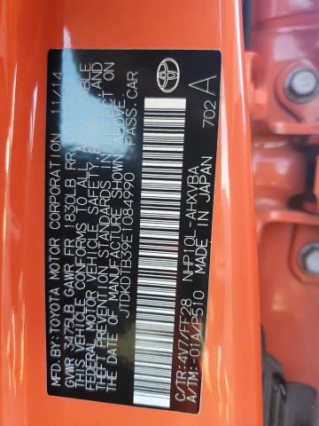 JTDKDTB39E1084990 - 2014 TOYOTA PRIUS C ORANGE photo 12