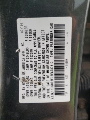 1HGCR2F36EA287413 - 2014 HONDA ACCORD LX 绿色 照片 12