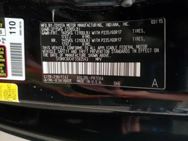 5TDKK3DC4FS583543 - 2015 TOYOTA SIENNA LE 黑色 照片 13