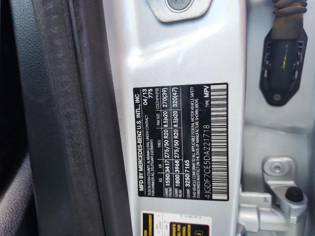 4JGDF7CE5DA221718 - 2013 MERCEDES-BENZ GL 450 4MATIC SILVER photo 13