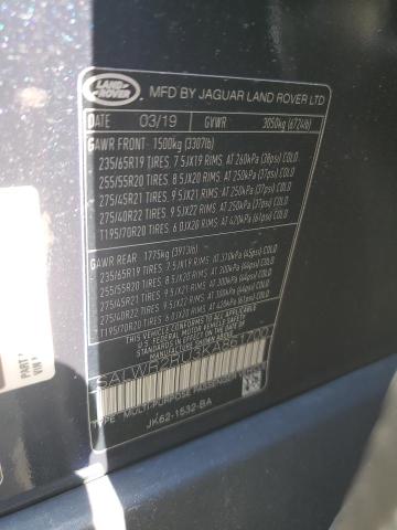 SALWR2RU3KA861700 - 2019 LAND ROVER RANGE ROVE HSE BLUE photo 13