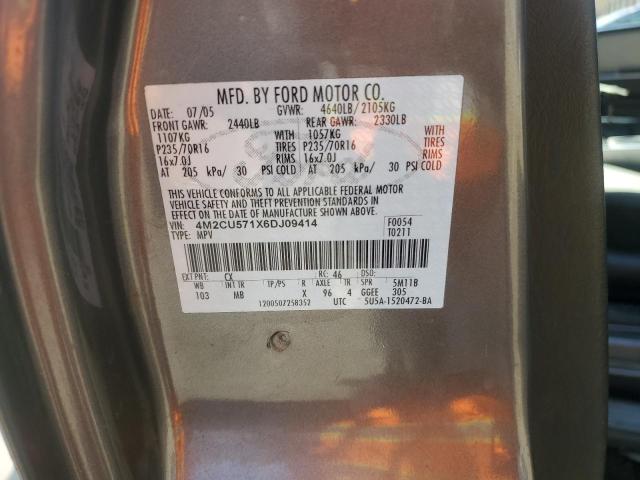 4M2CU571X6DJ09414 - 2006 MERCURY MARINER GRAY photo 13