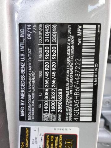 4JGDA5HB6FA487222 - 2015 MERCEDES-BENZ ML 350 4MATIC SILVER photo 13