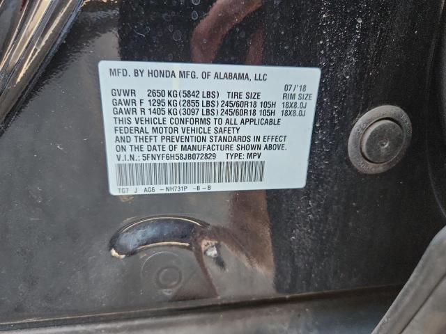 5FNYF6H58JB072829 - 2018 HONDA PILOT EXL Чорний фото 13