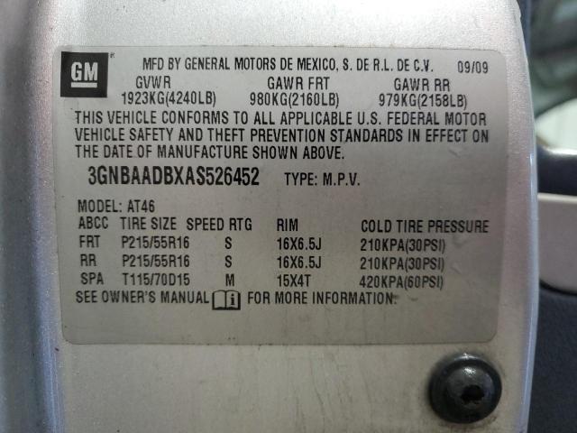 3GNBAADBXAS526452 - 2010 CHEVROLET HHR LS SILVER photo 12