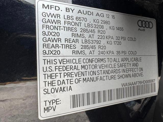 WA1AAAF76HD005567 - 2017 AUDI Q7 PREMIUM შავი ფოტო 15