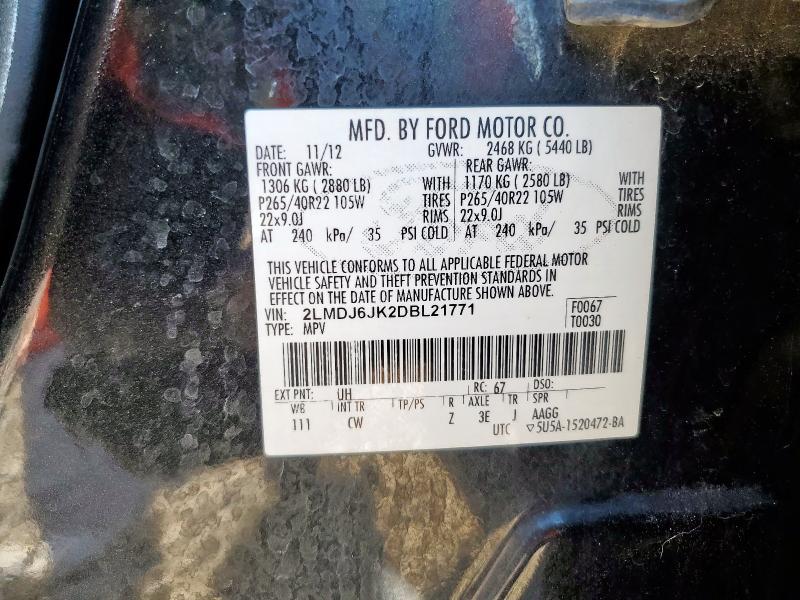 2LMDJ6JK2DBL21771 - 2013 LINCOLN MKX Schwarz Foto 13