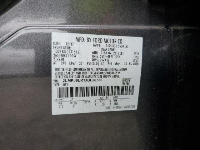 2LMPJ6LR1JBL20758 - 2018 LINCOLN MKX RESERVE Մոխրագույն լուսանկար 13