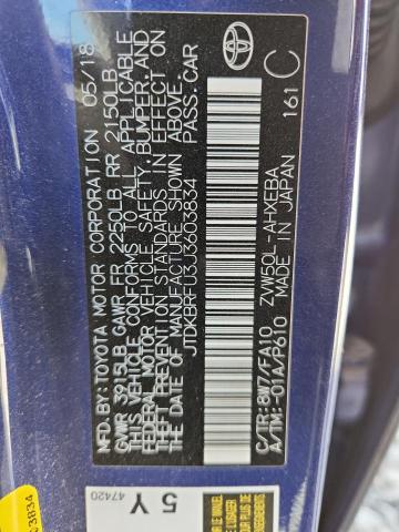 JTDKBRFU3J3603834 - 2018 TOYOTA PRIUS ლურჯი ფოტო 13