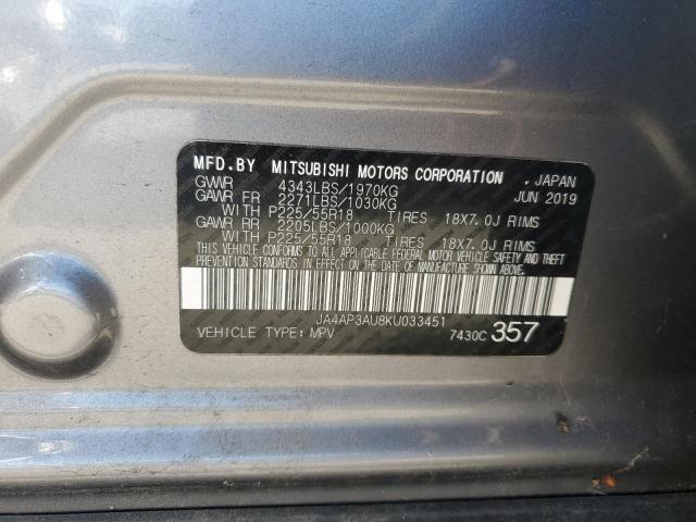 JA4AP3AU8KU033451 - 2019 MITSUBISHI OUTLANDER ES Boz foto 13