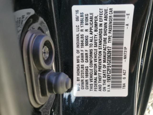 19XFC2F51GE063917 - 2016 HONDA CIVIC LX 黑色 照片 13