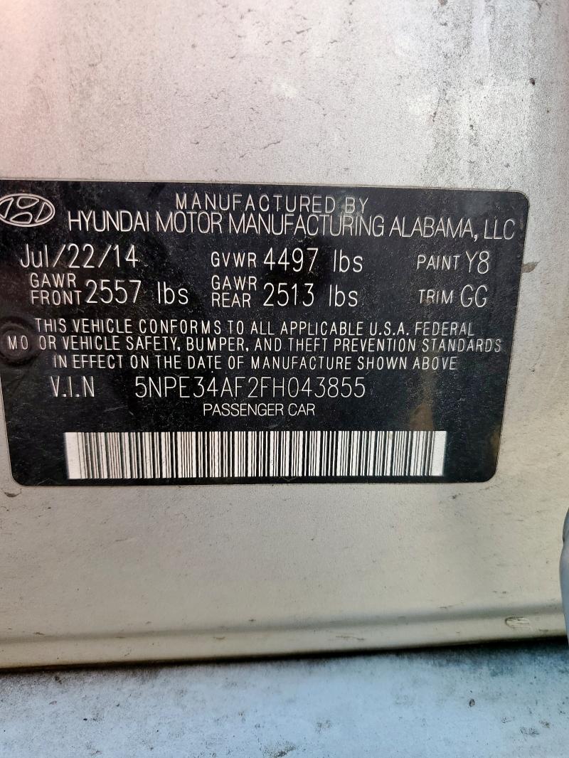 5NPE34AF2FH043855 - 2015 HYUNDAI SONATA SPORT Күміс фото 12