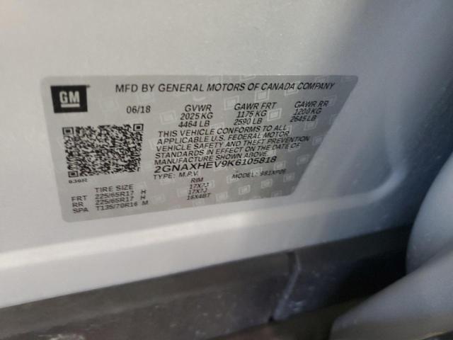 2GNAXHEV9K6105818 - 2019 CHEVROLET EQUINOX LS ვერცხლისფერი ფოტო 13