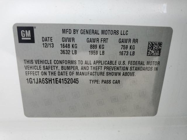 1G1JA6SH1E4152045 - 2014 CHEVROLET SONIC LS WHITE photo 12