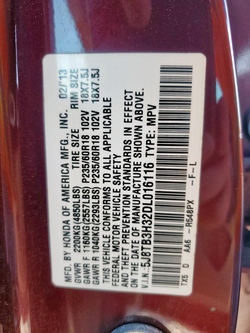 5J8TB3H32DL016116 - 2013 ACURA RDX 栗色 照片 13