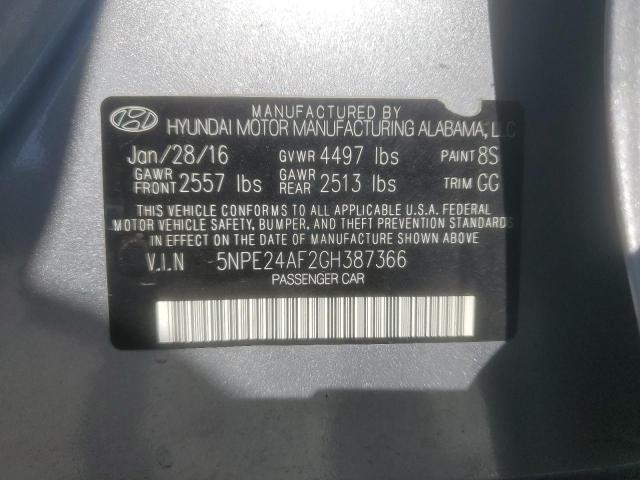 5NPE24AF2GH387366 - 2016 HYUNDAI SONATA SE 银色 照片 12