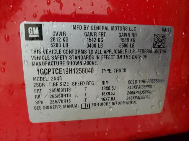 1GCPTCE19H1256040 - 2017 CHEVROLET COLORADO LT RED photo 12