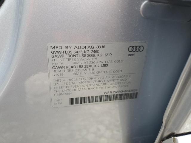 WA1L2AFP0HA043626 - 2017 AUDI Q5 PREMIUM PLUS SILVER photo 13