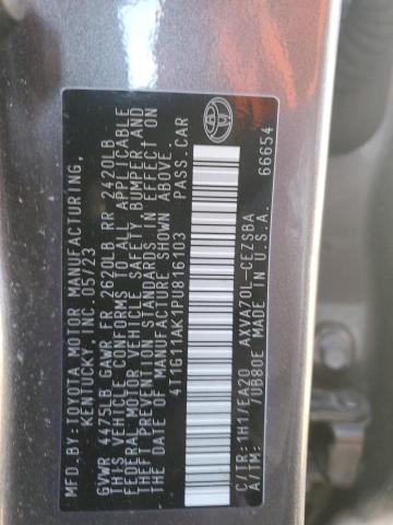 4T1G11AK1PU816103 - 2023 TOYOTA CAMRY SE NIGHT SHADE GRAY photo 12