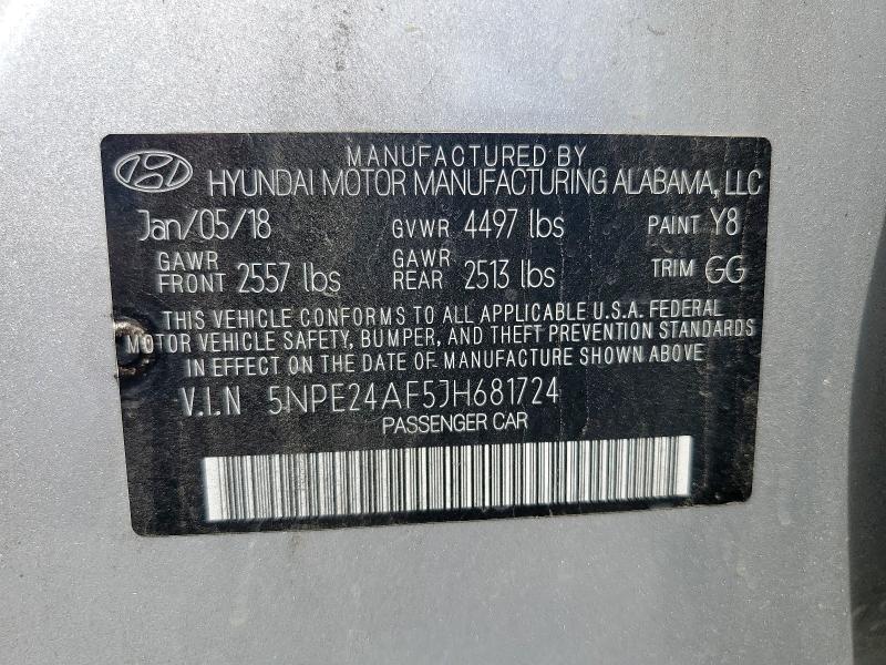 5NPE24AF5JH681724 - 2018 HYUNDAI SONATA SE Gümüş foto 12