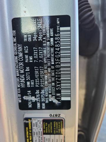 5XYZTDLB3FG248586 - 2015 HYUNDAI SANTA FE S SILVER photo 13