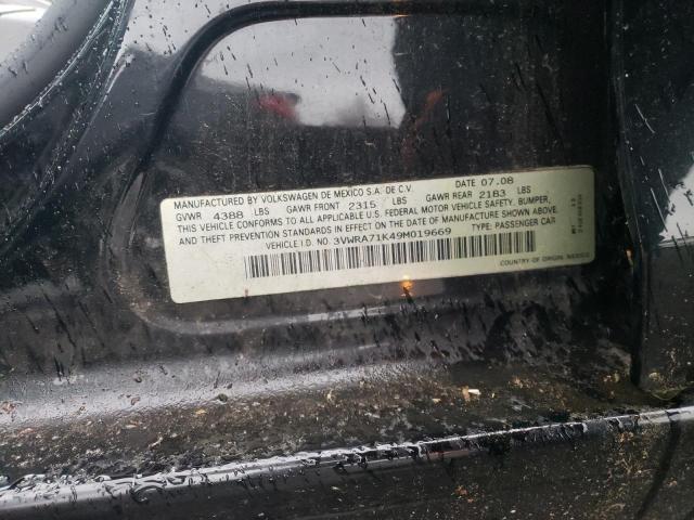 3VWRA71K49M019669 - 2009 VOLKSWAGEN JETTA WOLFSBURG 黑色 照片 12