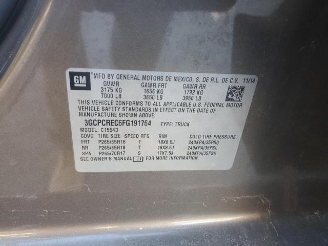 3GCPCREC6FG191764 - 2015 CHEVROLET SILVERADO C1500 LT ნაცრისფერი ფოტო 13