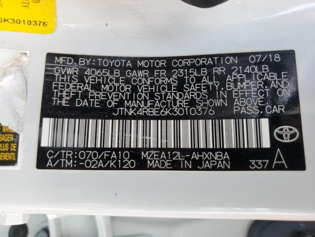 JTNK4RBE6K3010376 - 2019 TOYOTA COROLLA SE თეთრი ფოტო 12