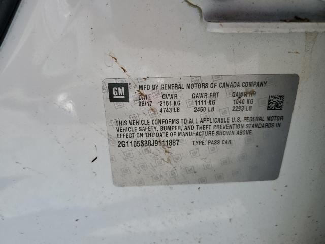 2G1105S38J9111887 - 2018 CHEVROLET IMPALA LT WHITE photo 12