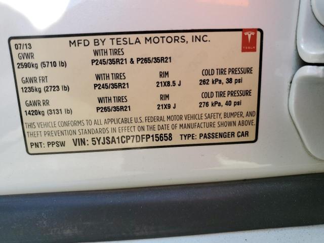 5YJSA1CP7DFP15658 - 2013 TESLA MODEL S Ақ фото 12