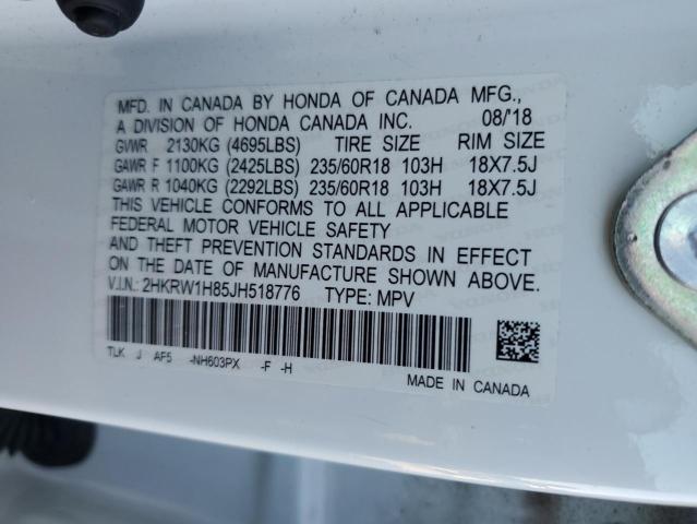 2HKRW1H85JH518776 - 2018 HONDA CR-V EXL თეთრი ფოტო 13