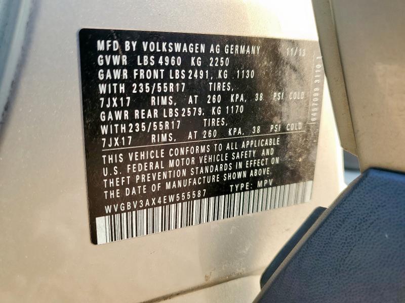 WVGBV3AX4EW555587 - 2014 VOLKSWAGEN TIGUAN S GOLD photo 13