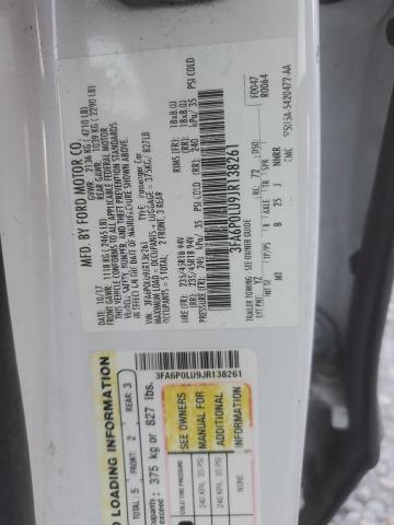 3FA6P0LU9JR138261 - 2018 FORD FUSION SE HYBRID WHITE photo 12