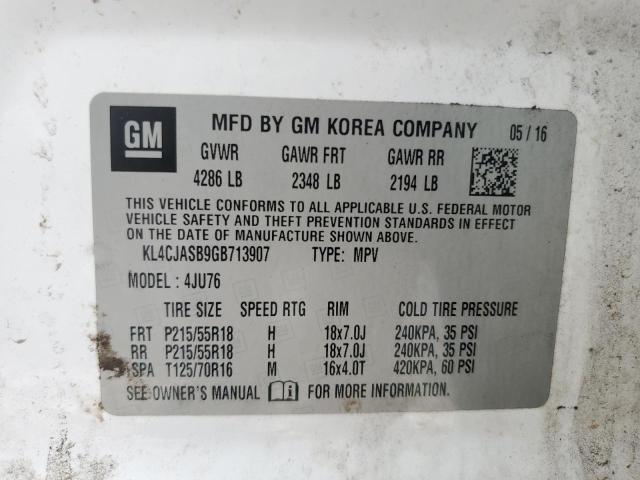 KL4CJASB9GB713907 - 2016 BUICK ENCORE WHITE photo 12
