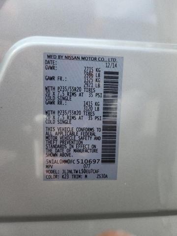 5N1AL0MM0FC510697 - 2015 INFINITI QX60 SILVER photo 13