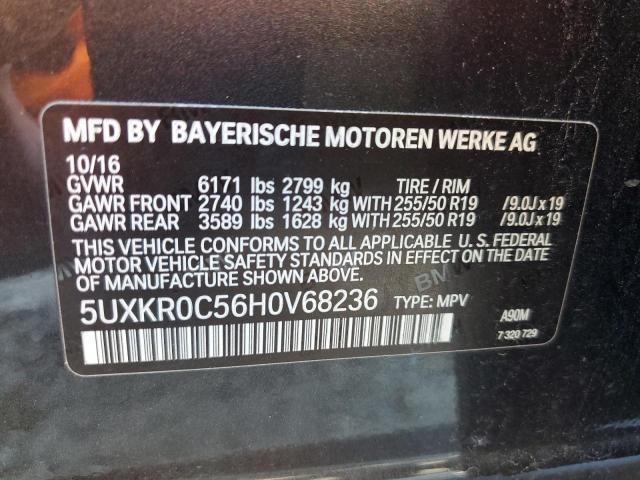 5UXKR0C56H0V68236 - 2017 BMW X5 XDRIVE35I GRAY photo 13