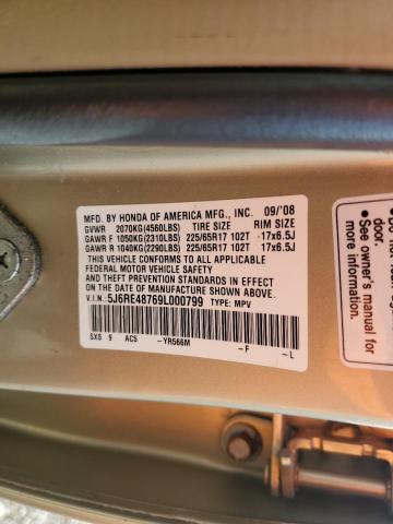5J6RE48769L000799 - 2009 HONDA CR-V EXL GOLD photo 14