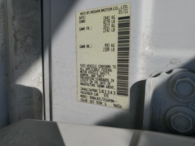 1N4AL2AP8BC181343 - 2011 NISSAN ALTIMA BASE Blanc photo 12